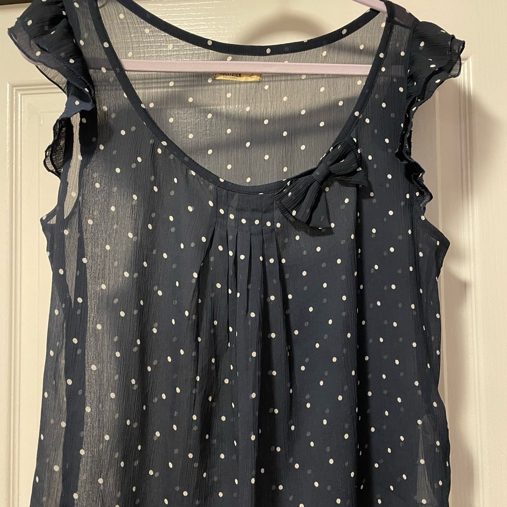 Hollister | Navy Blouse with Polkadots